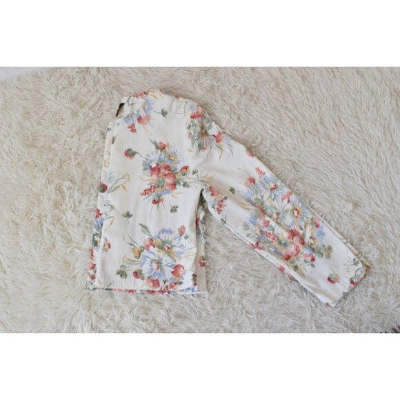 Vintage 90s Floral  Poly/Rayon Boxy Fit Long Sleeves‎ Crop Shirt size Large - Picture 6 of 10